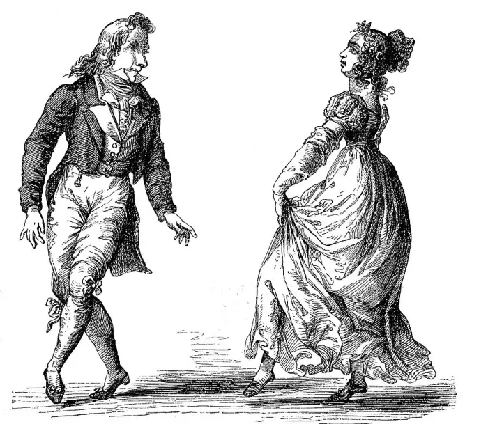 Framed Print : The Dance Gavotte at the time of the First Empire in Paris, France, digitally restored reproduction of an original 19th century original