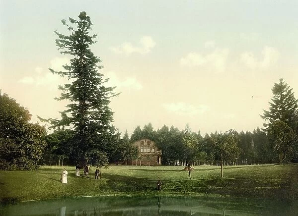 The dance pavilion in Friedrichsrhoda in Thuringia, Germany, Historical, photochrome print from the 1890s