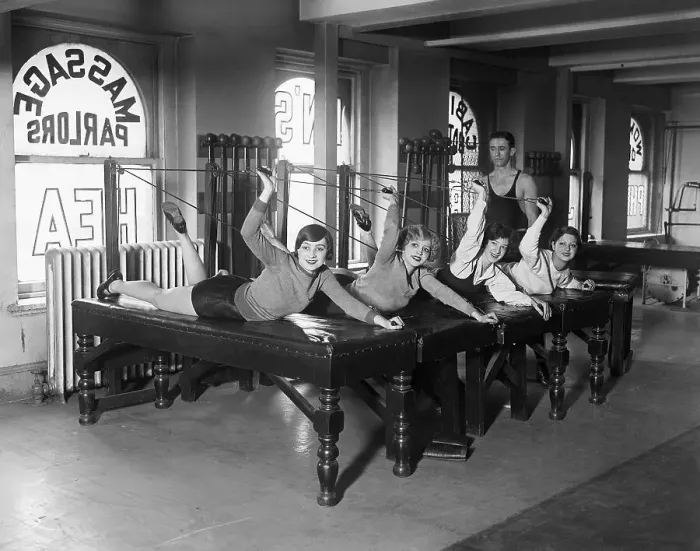 Framed Print : Dancers Exercising with Pulleys Framed Print : Dancers Exercising with Pulleys