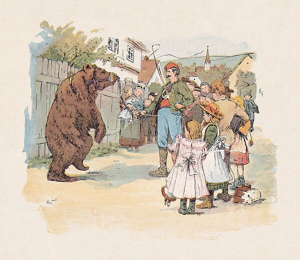 The dancing bear, color woodcut, published in 1897