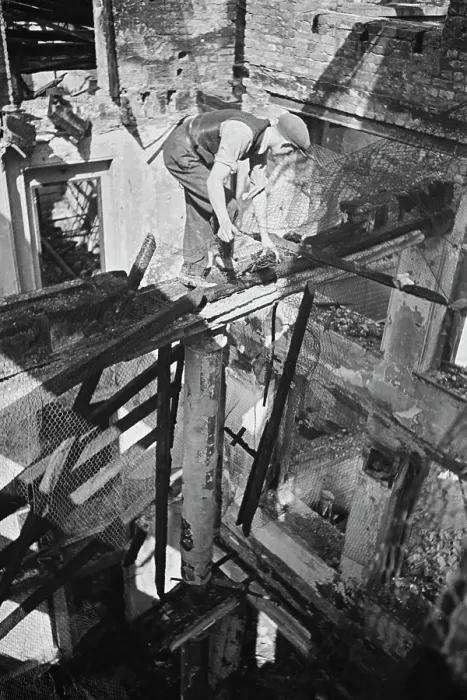 Framed Print : Dangerous Demolition Work Framed Print : Dangerous Demolition Work