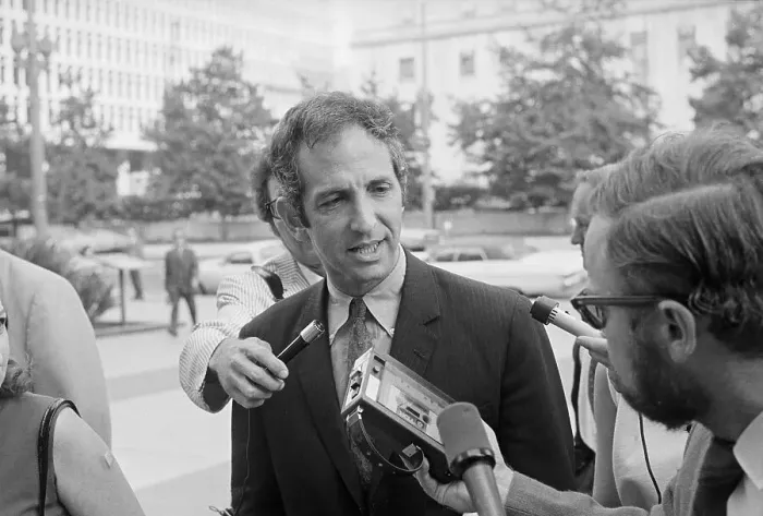 Framed Print : Daniel Ellsberg Conversing with Newsmen Framed Print : Daniel Ellsberg Conversing with Newsmen