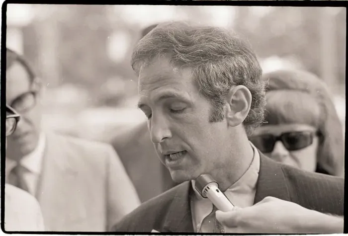 Framed Print : Daniel Ellsberg Speaks with Reporters Framed Print : Daniel Ellsberg Speaks with Reporters