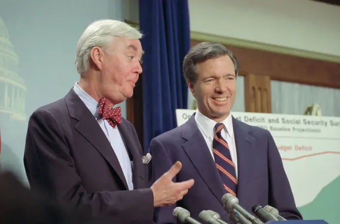 Framed Print : Daniel Monyihan and John Heinz at News Conference