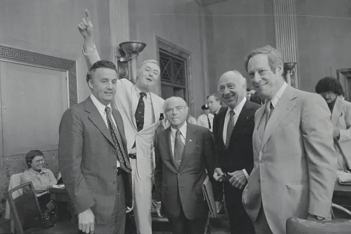 Framed Print : Daniel Moynihan and Others Posing Before Senate Meeting Framed Print : Daniel Moynihan and Others Posing Before Senate Meeting