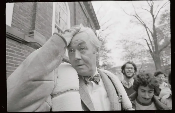Framed Print : Daniel Moynihan Runs Fingers Through Hair While Speaking to Reporters Framed Print : Daniel Moynihan Runs Fingers Through Hair While Speaking to Reporters