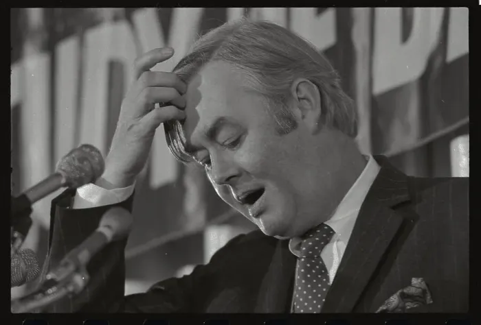 Framed Print : Daniel Moynihan Touching His Hair While Speaking Framed Print : Daniel Moynihan Touching His Hair While Speaking