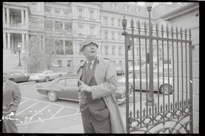 Framed Print : Daniel Moynihan Walking Outside White House Framed Print : Daniel Moynihan Walking Outside White House