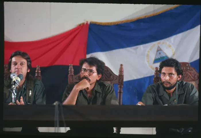 Framed Print : Daniel Ortega and Colleagues at Press Conference Framed Print : Daniel Ortega and Colleagues at Press Conference