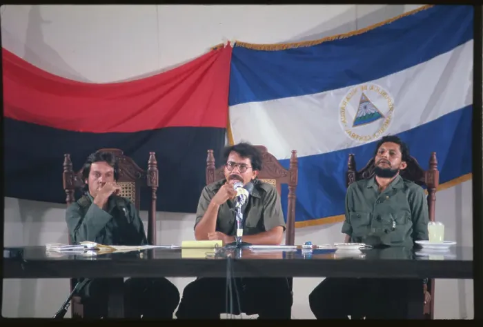 Framed Print : Daniel Ortega and Colleagues at Press Conference Framed Print : Daniel Ortega and Colleagues at Press Conference