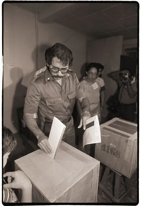 Framed Print : Daniel Ortega Votes in Election Framed Print : Daniel Ortega Votes in Election