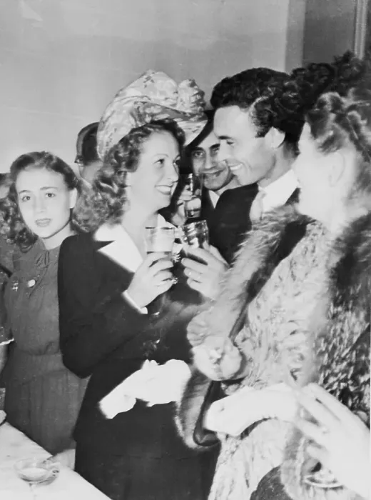 Framed Print : Danielle Darrieux Toasting with Husband Framed Print : Danielle Darrieux Toasting with Husband