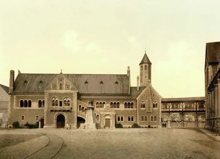 Framed Print : Dankwarderrode, Imperial Palace, Castle in Goslar, Lower Saxony, Germany, Historic, digitally restored reproduction of a photochrome print from the 1890s Framed Print : Dankwarderrode, Imperial Palace, Castle in Goslar, Lower Saxony, Germany, Historic, digitally restored reproduction of a photochrome print from the 1890s