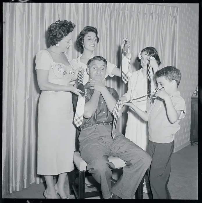 Framed Print : Danny Thomas and Children Choosing Neck Tie Framed Print : Danny Thomas and Children Choosing Neck Tie