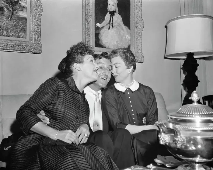 Framed Print : Danny Thomas with His Female Friends Framed Print : Danny Thomas with His Female Friends