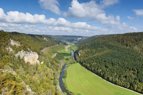 Danube Valley seen from Knopfmacherfelsen rock in the autumn, Baden-Wurttemberg, Germany