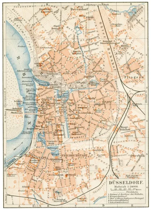 Framed Print : DAOEsseldorf map 1895 Framed Print : DAOEsseldorf map 1895