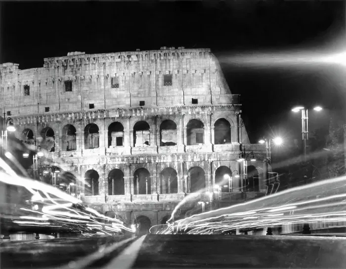Framed Print : Darkness and Streaks of Light on Exterior of a Colosseum Framed Print : Darkness and Streaks of Light on Exterior of a Colosseum