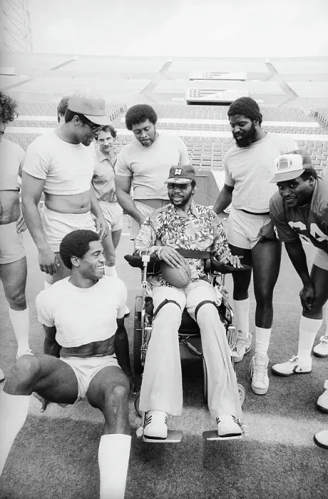 Framed Print : Darryl Stingley Greeted by Former Teammates Framed Print : Darryl Stingley Greeted by Former Teammates
