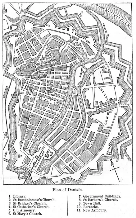 Framed Print : Datzig Gdansk city plan 1884