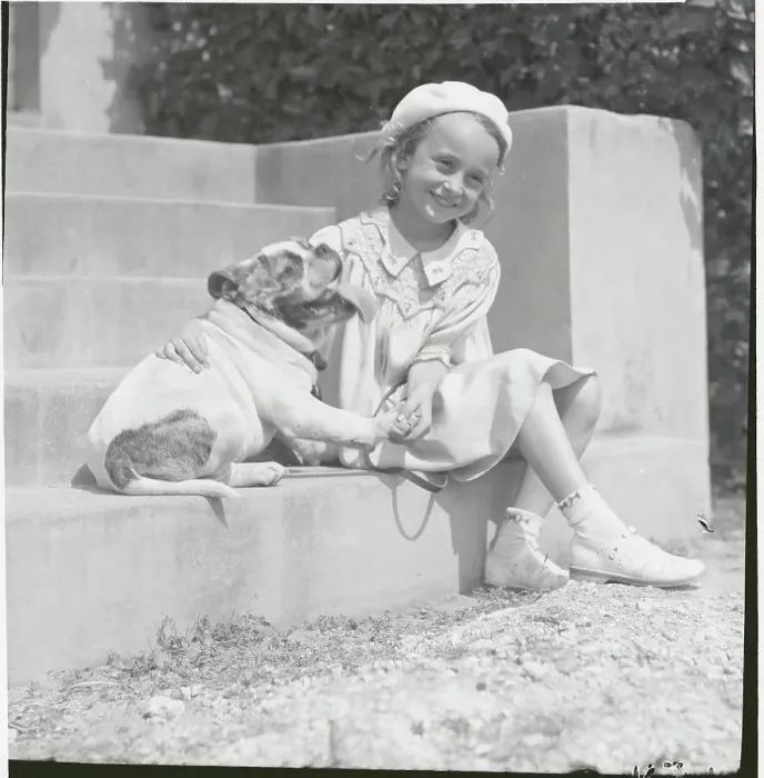 Framed Print : Daughter of Mayor Anton Cermak with Her Pet Dog on Doorstep Framed Print : Daughter of Mayor Anton Cermak with Her Pet Dog on Doorstep