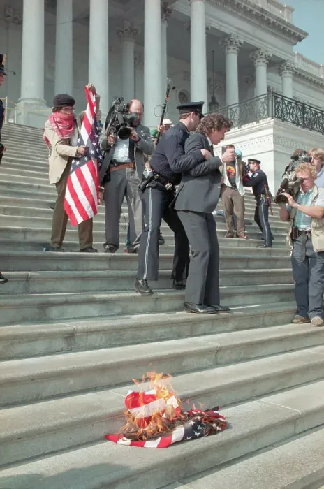 Framed Print : Dave Blalock Burning American Flag on Steps of Congress Framed Print : Dave Blalock Burning American Flag on Steps of Congress