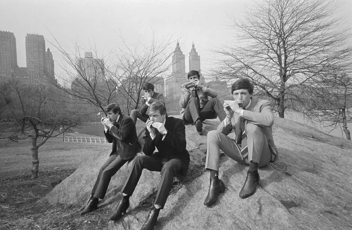 Framed Print : Dave Clark Five Playing Harmonicas or Mouth Organs
