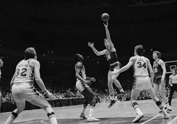 Framed Print : Dave Cowens Going Up for Basket Framed Print : Dave Cowens Going Up for Basket