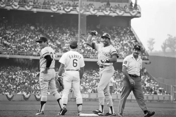 Framed Print : Dave Winfield Has Baseball at First Base Framed Print : Dave Winfield Has Baseball at First Base