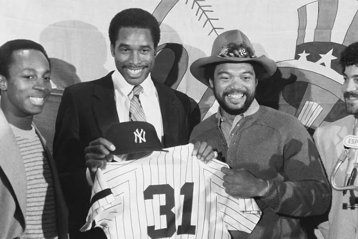 Framed Print : Dave Winfield and Reggie Jackson Holding Hat and Shirt Framed Print : Dave Winfield and Reggie Jackson Holding Hat and Shirt
