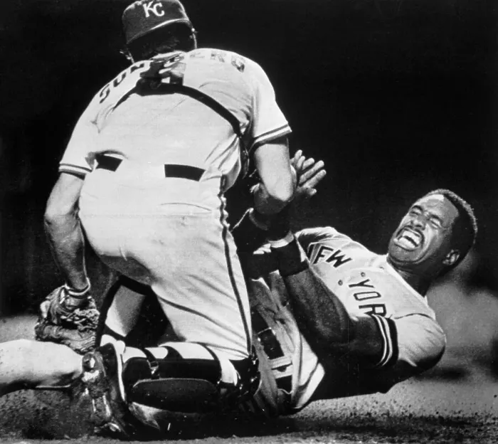 Framed Print : Dave Winfield Sliding into Home with a Grimace