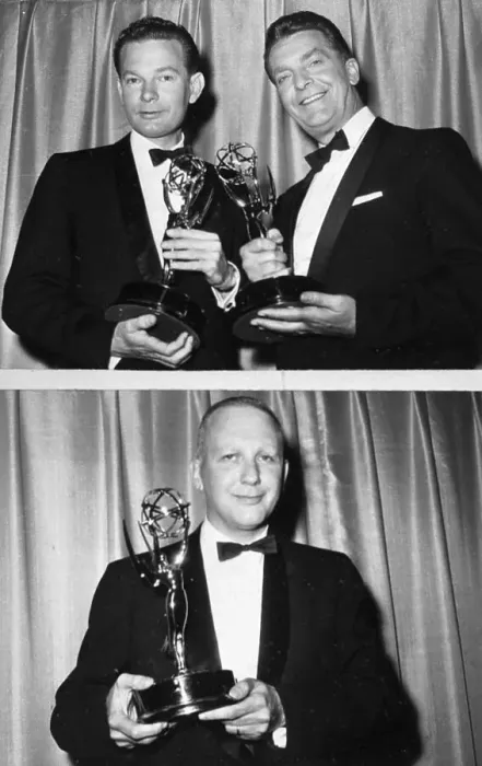  : David Brinkley Chet Huntley Hold Emmys