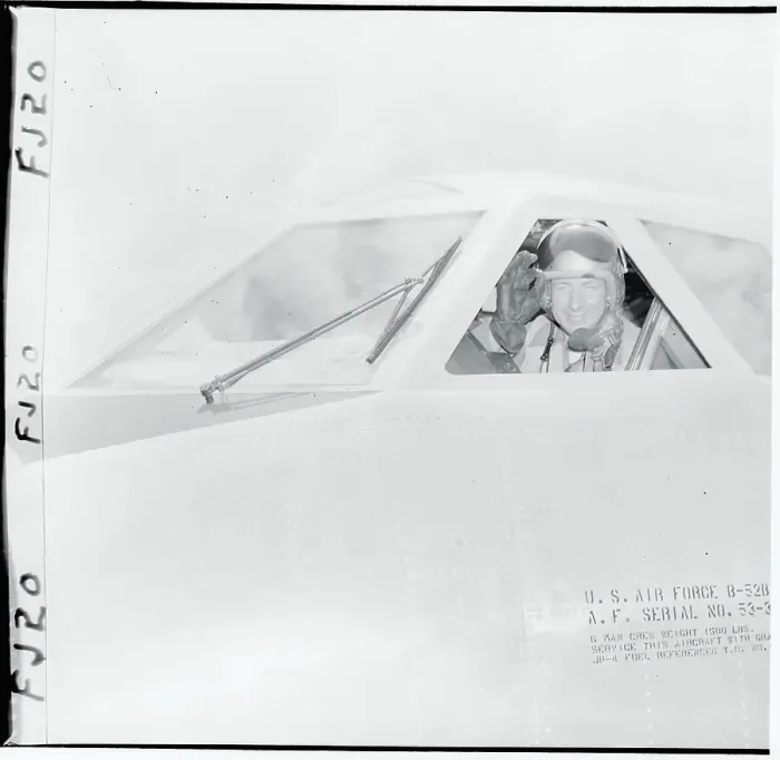 Framed Print : David Critchlow Sitting in a Bomber Cockpit