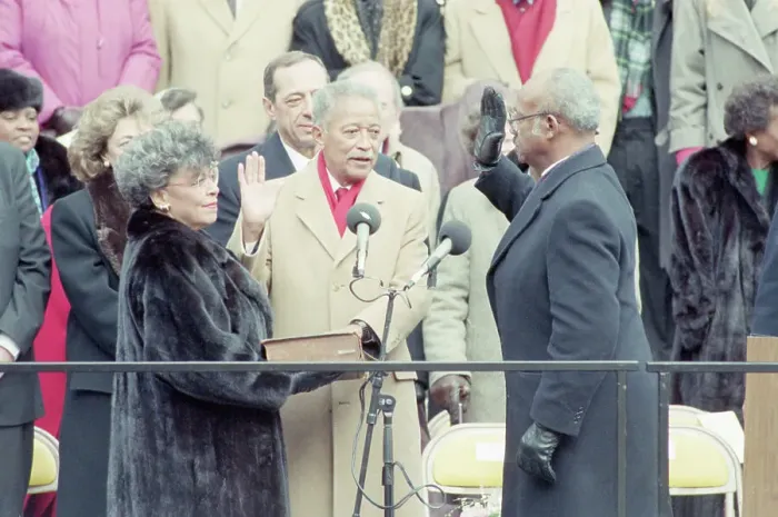 Framed Print : David Dinkins Sworn in as Mayor