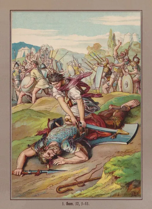 Framed Print : David and Goliath, chromolithograph, published ca. 1880 Framed Print : David and Goliath, chromolithograph, published ca. 1880