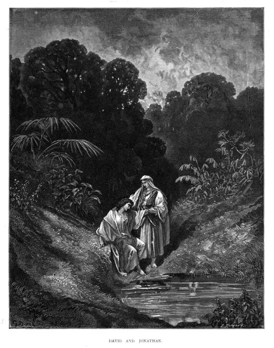 Framed Print : David and Jonathan engraving 1870 Framed Print : David and Jonathan engraving 1870