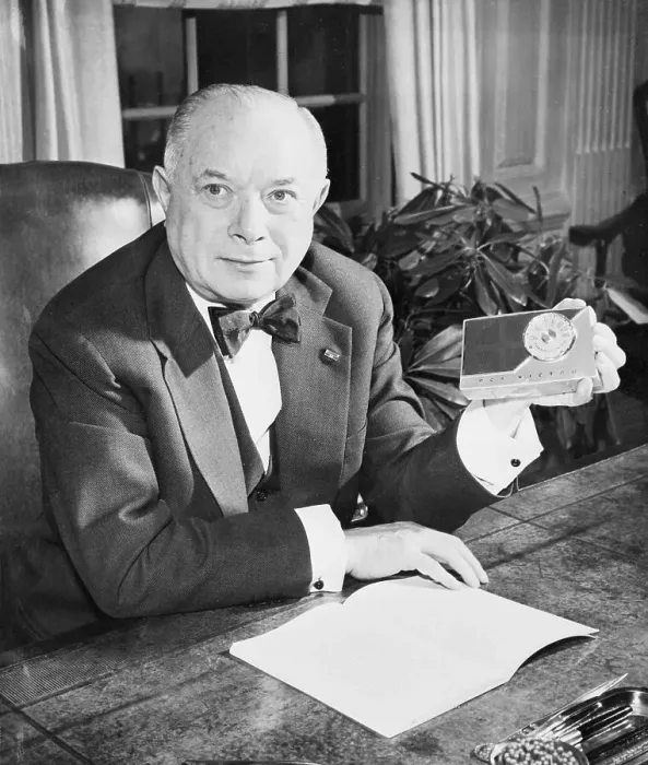 Framed Print : David Sarnoff at Desk with New RCA Transistor Radio Framed Print : David Sarnoff at Desk with New RCA Transistor Radio