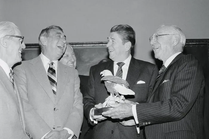 Framed Print : David Werblin Presenting Award to President Reagan Framed Print : David Werblin Presenting Award to President Reagan