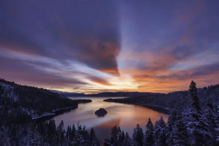 Framed Print : Dawn Sky Over Emerald Bay, Lake Tahoe