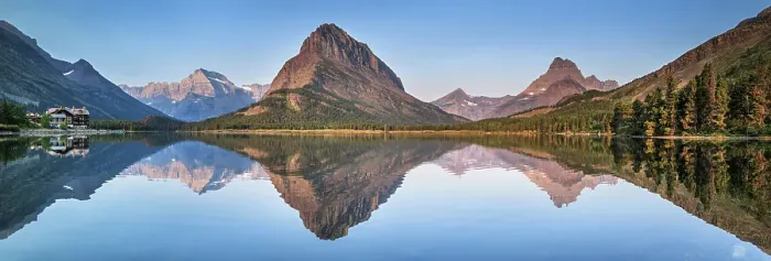 Framed Print : Dawn At Swiftcurrent Lake, Many Glacier, Glacier National Park, Montana, USA