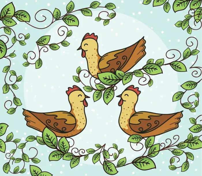 Framed Print : The Twelve days Of Christmas. Three French Hens Framed Print : The Twelve days Of Christmas. Three French Hens