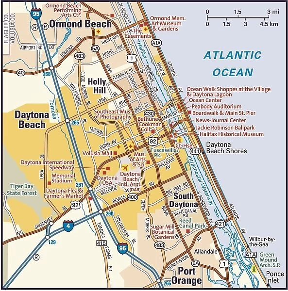 Daytona Beach area map