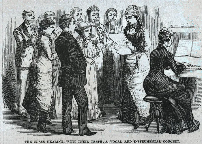 Framed Print : Deaf-Mutes Hearing With Their Teeth Framed Print : Deaf-Mutes Hearing With Their Teeth