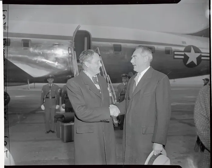 Framed Print : Dean Acheson and Stanley Woodward Shaking Hands Framed Print : Dean Acheson and Stanley Woodward Shaking Hands