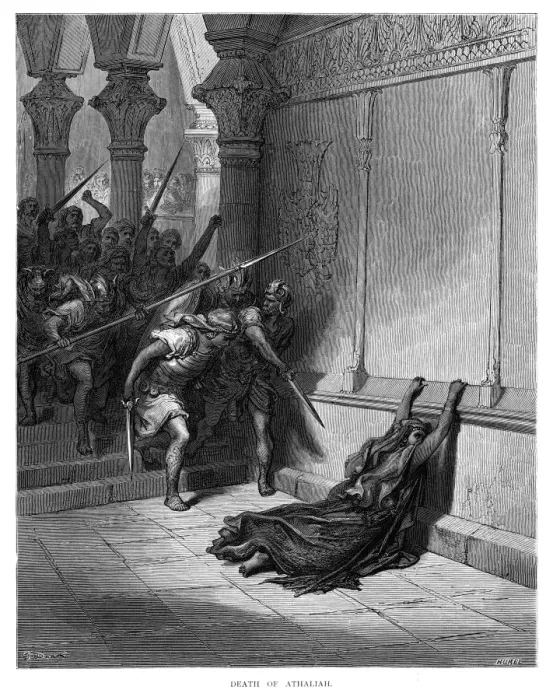 Framed Print : Death of Athaliah engraving 1870 Framed Print : Death of Athaliah engraving 1870