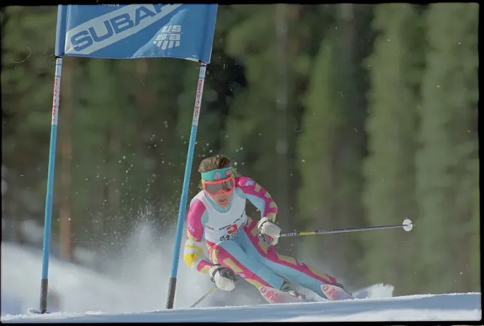 Framed Print : Debbie Armstrong Competing in Slalom Event Framed Print : Debbie Armstrong Competing in Slalom Event