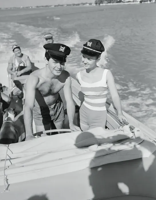 Framed Print : Debbie Reynolds and Eddie Fisher Boating Framed Print : Debbie Reynolds and Eddie Fisher Boating