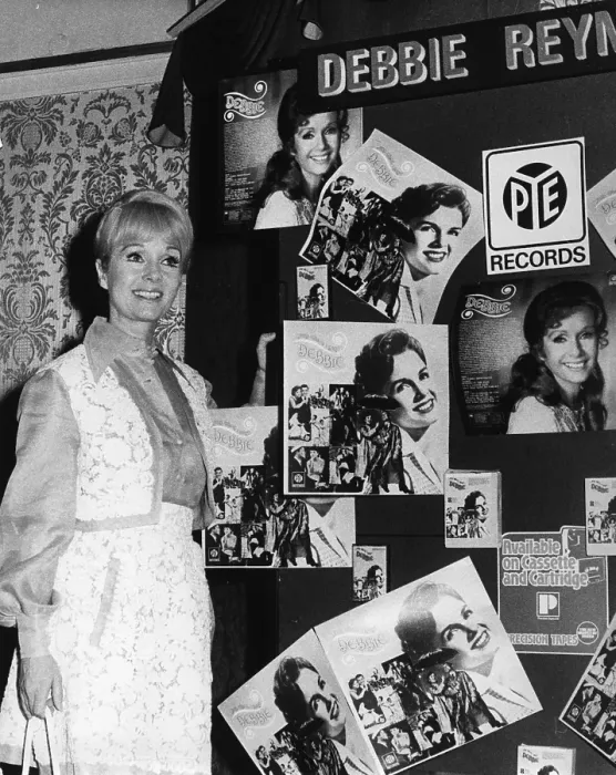 Framed Print : Debbie Reynolds PYE Album Release Display