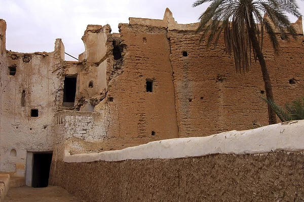 Decaying clay buildings in the old town of Ghadames, UNESCO world heritage, Libya