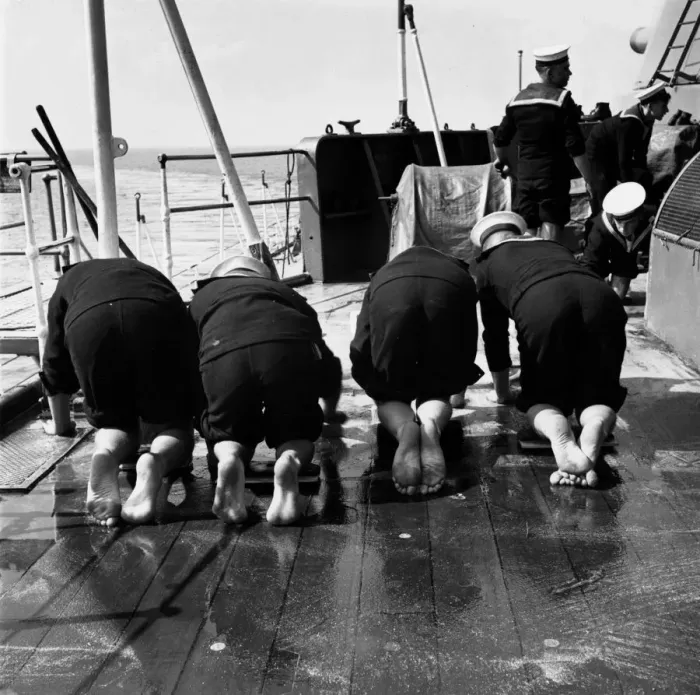 Framed Print : Deck Scrubbing Framed Print : Deck Scrubbing